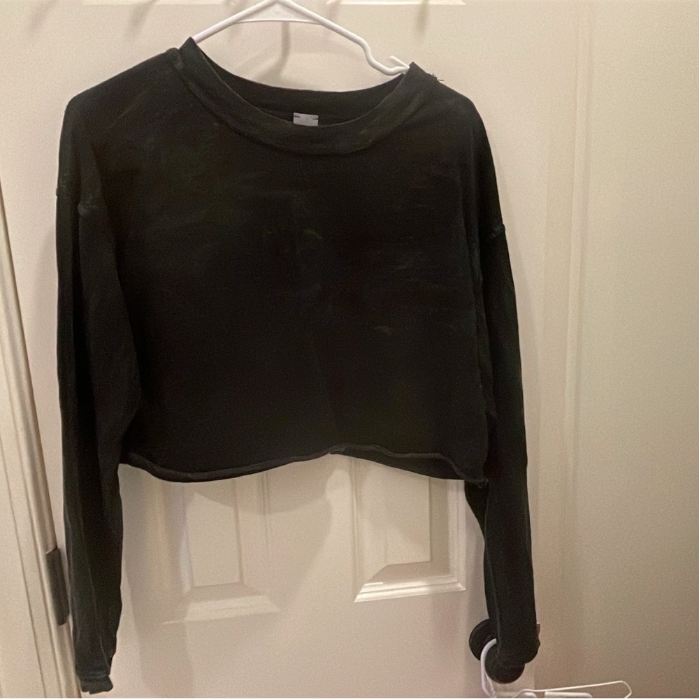 Altar'd State Black Long Sleeve Crop Top
